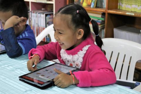 Girl using tablet