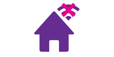 Icon of a house with the wifi signal crossed out